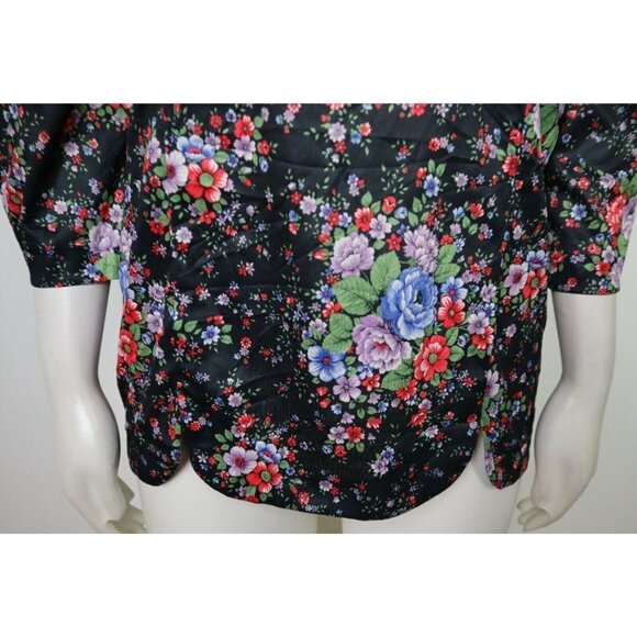 WOMEN'S VINTAGE FLORAL PRINT BLOUSE SHIRT - 1980s 80s - WHIRLAWAY FROCKS SIZE 12 - Picture 2 of 8